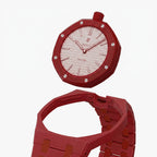 Otto Rosso Swatch × AP Royal Pop Ceramic Case-Strap — case and strap shown separately above the Royal Pop, by IFL Watches