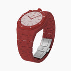 Otto Rosso Swatch × AP Royal Pop Ceramic Case-Strap — the Royal Pop Otto Rosso seated in our ceramic kit, three-quarter view, by IFL Watches