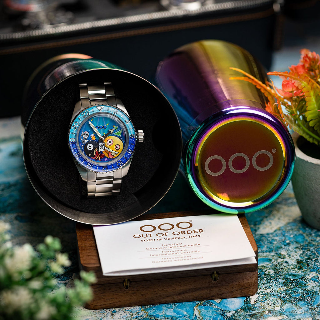 Out of Order Shaker Happy Hour — Presented in the brand's travel case with the international warranty booklet, customized limited edition by IFL Watches