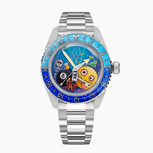 Out of Order Shaker Happy Hour — Hand-painted nightlife scene on a 40mm stainless steel case, a custom limited edition timepiece by IFL Watches