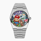 Time BuBu Concept – Hand-painted custom Tissot PRX featuring whimsical forest spirits with toothy grins, a bespoke timepiece by IFL Watches