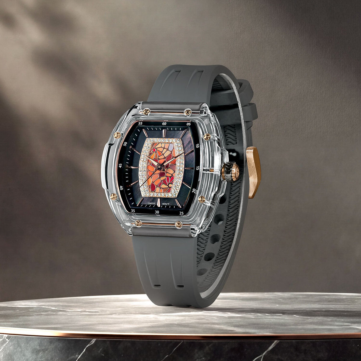Tsar Bomba Nucleus Femme 02 Grey — Standing on a reflective surface, seen in three-quarter view, available at IFL Watches.