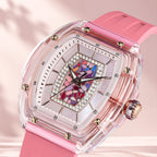 Tsar Bomba Nucleus Femme 02 Pink — Close angled view of the mosaic and mother-of-pearl through the sapphire crystal, available at IFL Watches.