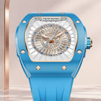 Tsar Bomba Nucleus Femme 03 Blue — Close front view of the dial and screwed bezel against a soft backdrop, available at IFL Watches.