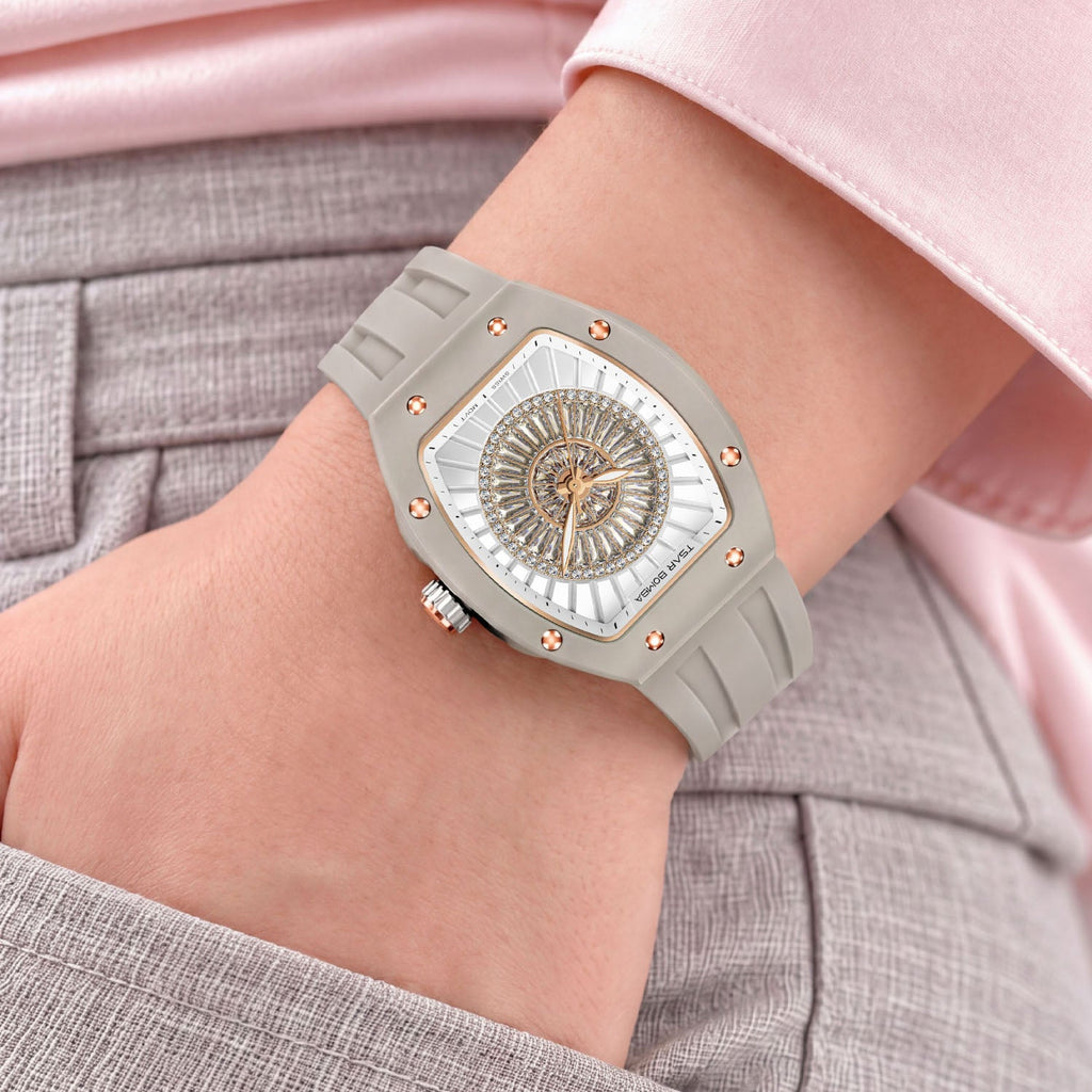 Tsar Bomba Nucleus Femme 03 Ghost Grey — Worn on wrist with a hand in pocket, seen from a relaxed angle, available at IFL Watches.