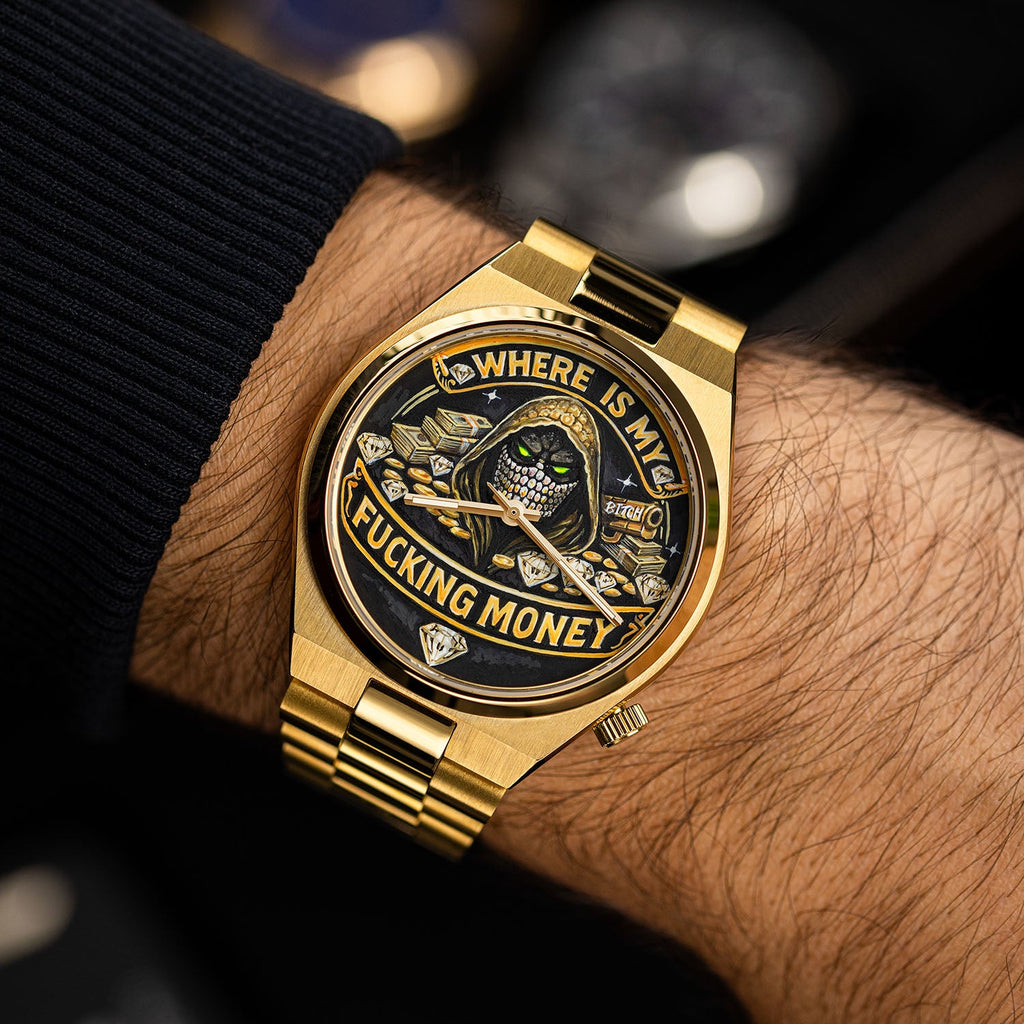 Where Is My Money – Hand-painted custom Citizen Tsuyosa Automatic featuring guardian and diamond artwork, a bespoke timepiece