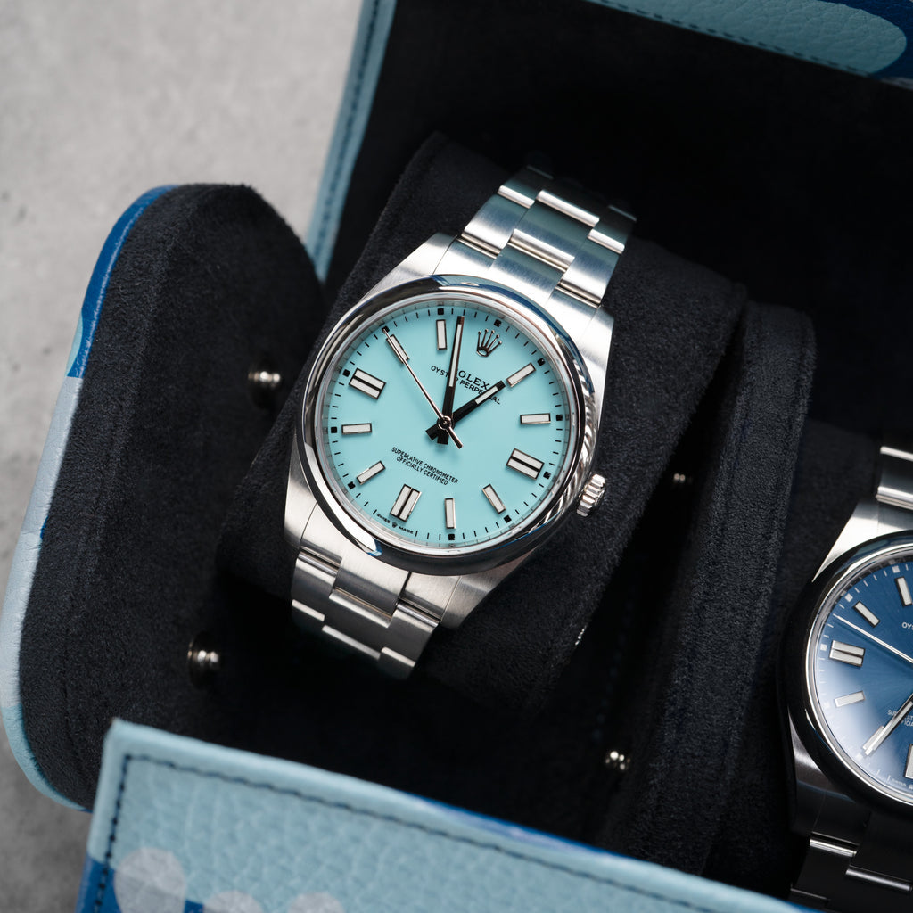 Azure Camo Leather Watch Roll – Three Watches