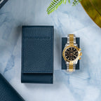 Navy Chronovault – Premium Leather Watch Pouch