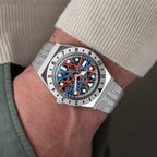 Citizen Tsuyosa Dive in Time — hand-painted bespoke watch with a headfirst dive into a vault of golden coins and gems on a rose gold case, by IFL Watches