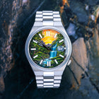 Waterfall Concept watch with hand-painted dial art realized on a Citizen Tsuyosa Automatic