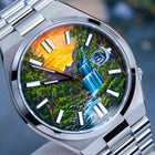Waterfall Concept watch with hand-painted dial art realized on a Citizen Tsuyosa Automatic