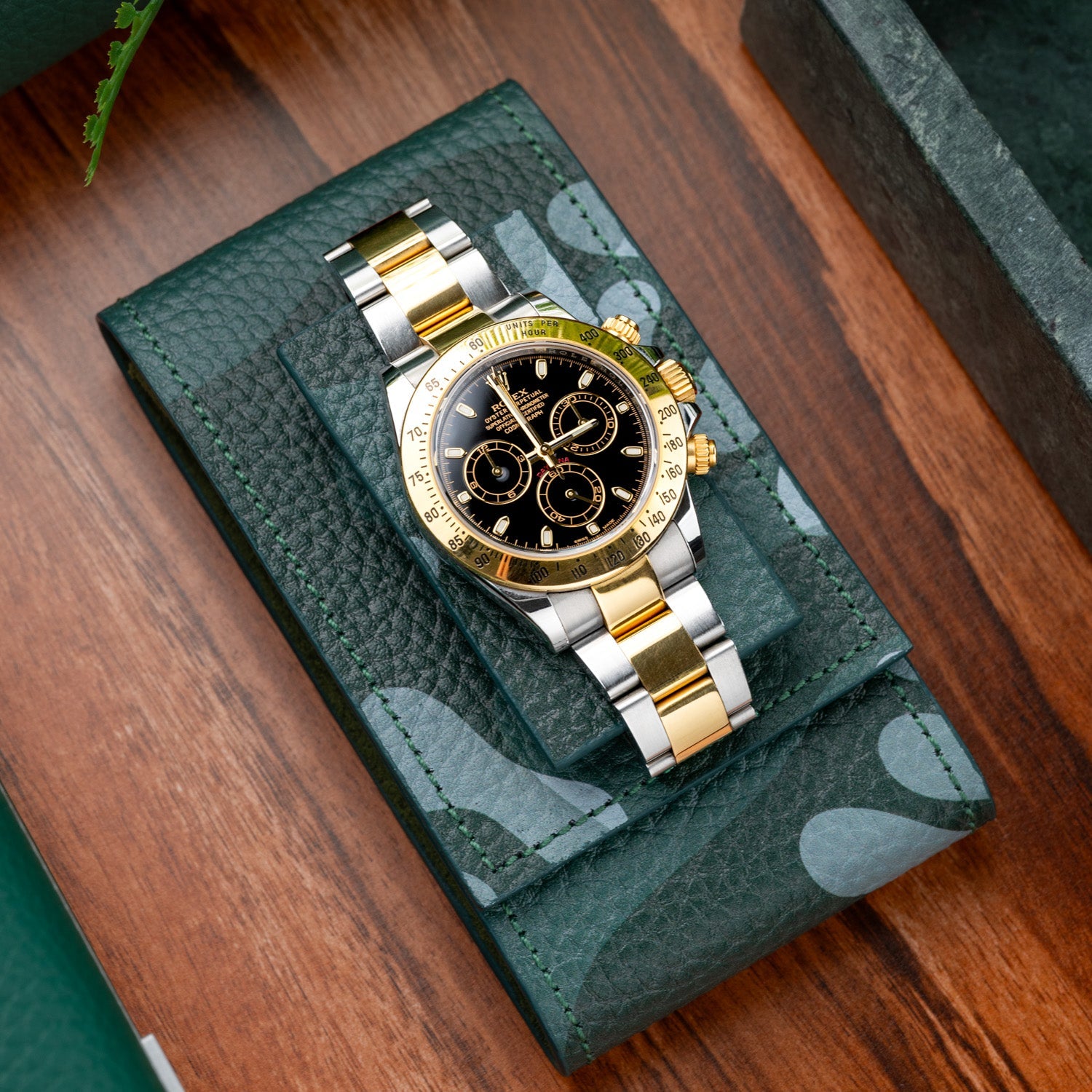 Verdant Camo Chronovault – Premium Leather Watch Pouch