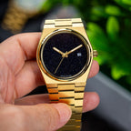 Aventurine Gold Concept – Custom natural aventurine stone dial on gold-tone stainless steel watch, bespoke timepiece by IFL Watches