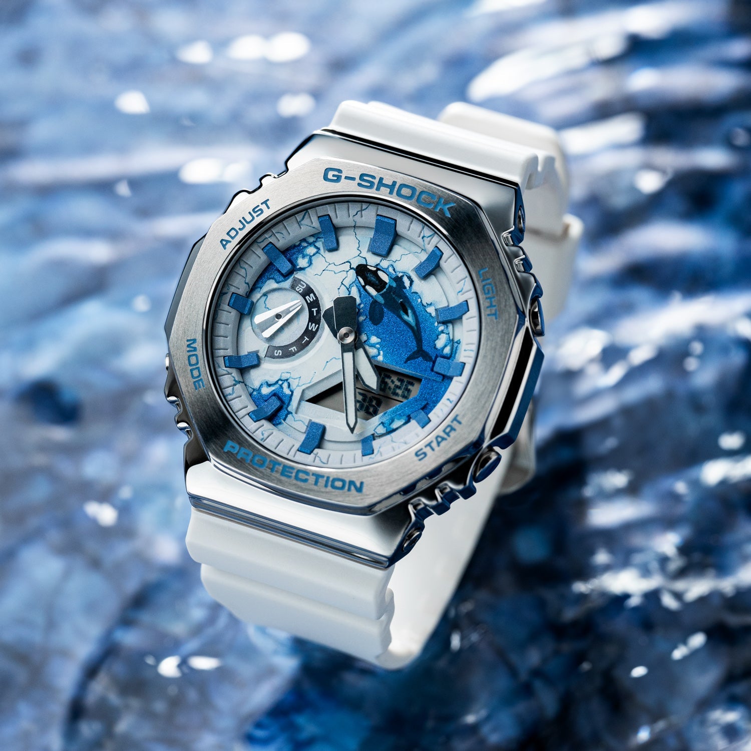G-Shock CasiOak Orca Limited Edition Watch – Hand-Painted Custom Dial with Arctic Theme and Orca Artwork