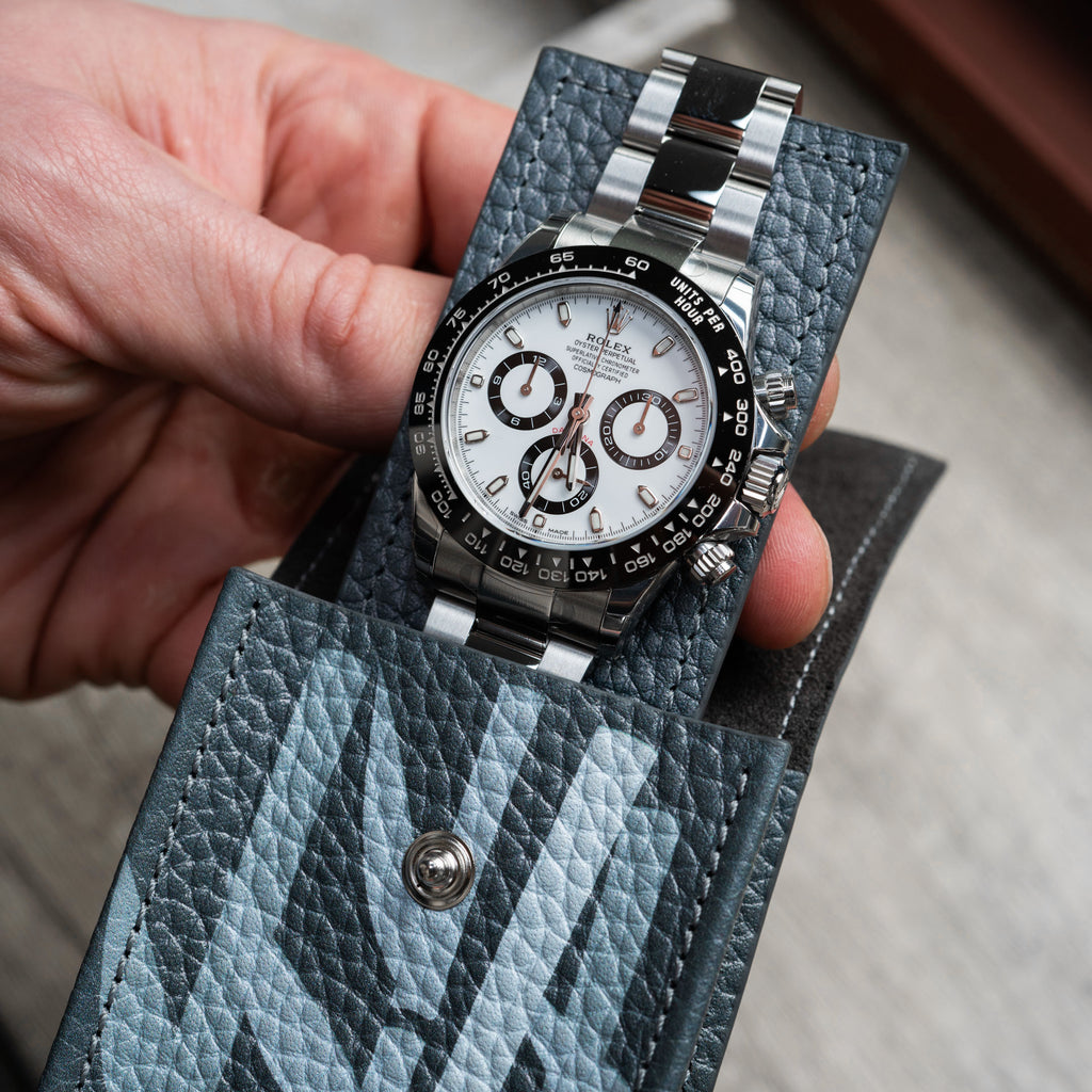 Charcoal Panda Leather Watch Pouch