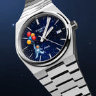 PRX Spaceman Concept – hand-painted custom Tissot PRX 35mm watch with playful astronaut and balloon artwork, limited edition by IFL Watches.